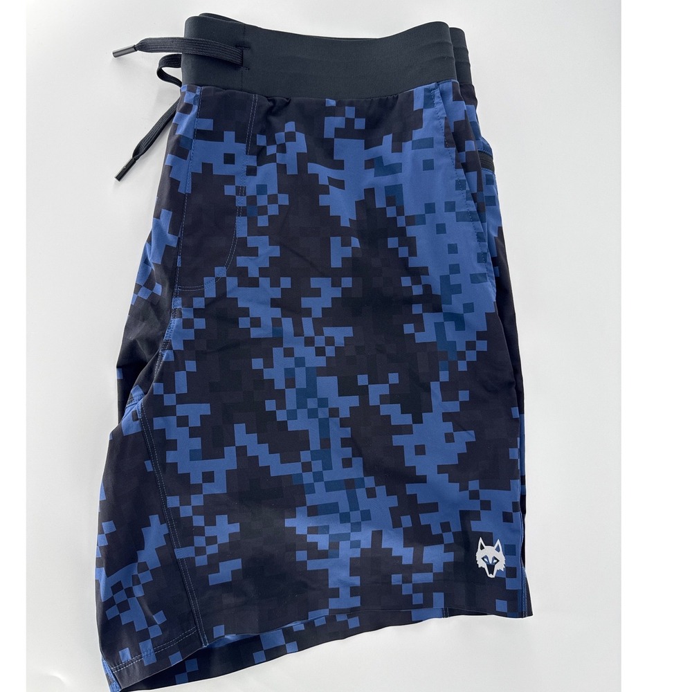 Darc Sport Blue Digital‎ Camo Athletic Gym Performance Shorts Mens XL